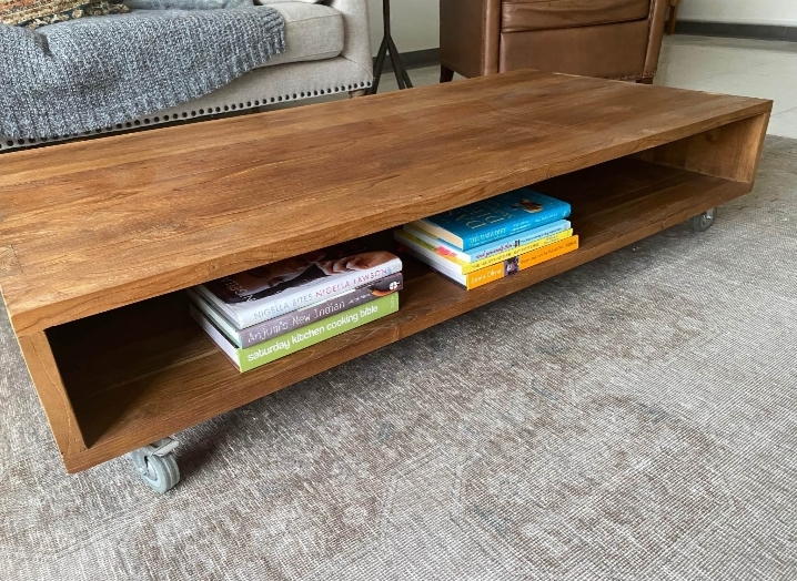 Marina Home Wooden Coffee Table with Underneath Shelving