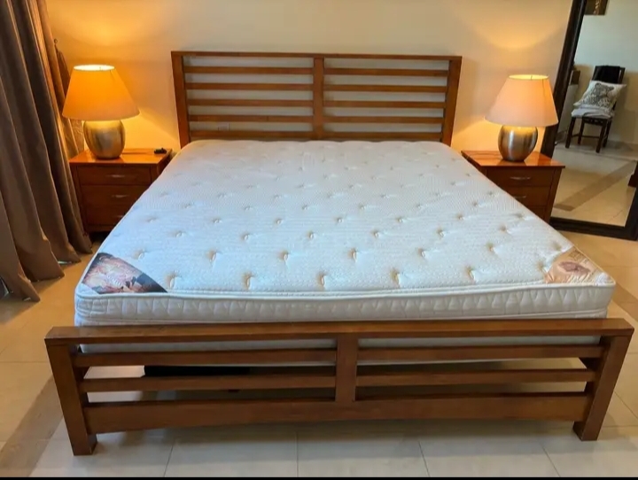 Gemaco Interiors Bedframe & Nightstand + Restonic Buckingham Mattress