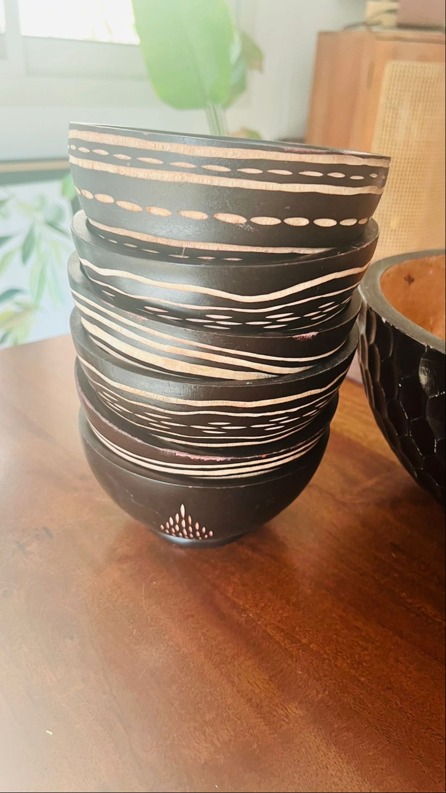 Hand crafted wooden African bowls