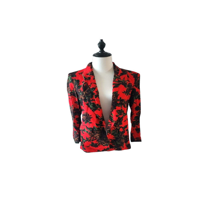 Floral Red Blazer