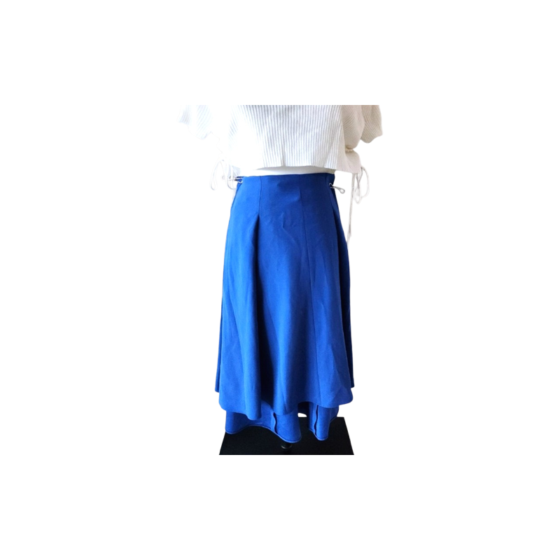 Flowy Blue Midi Pleated Skirt