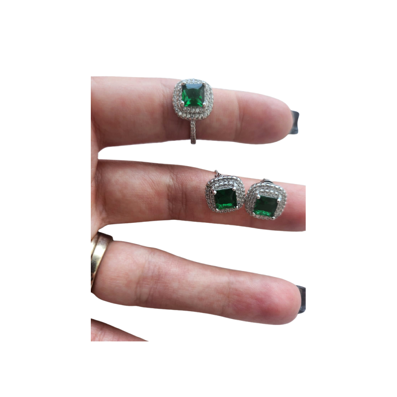 set of earrings and ring