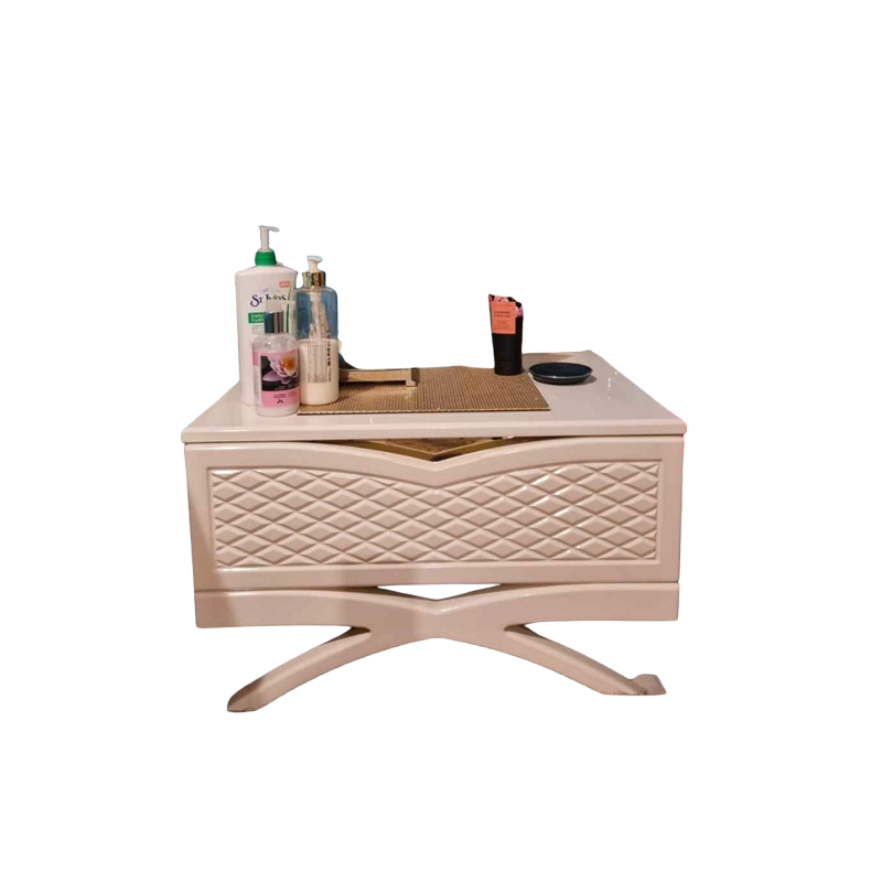 White Bedside Table with Unique X-Design Base