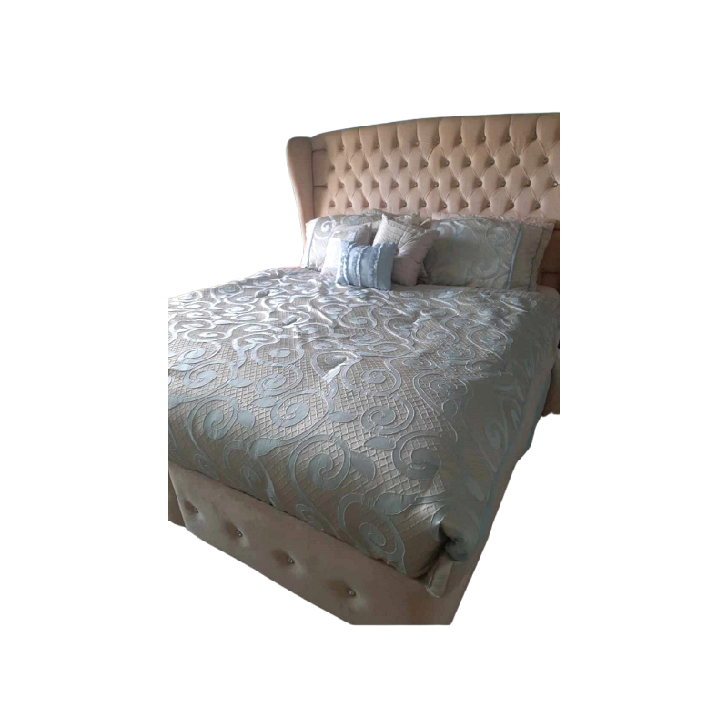 Queen Size Bed with Quilted Headboard