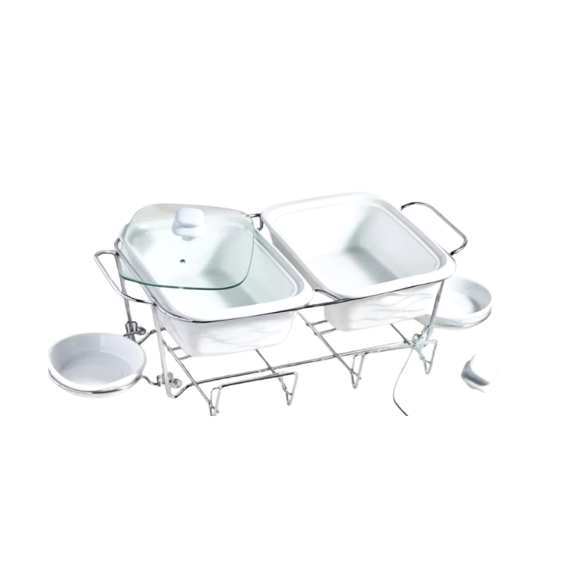 Home Center-Ceramic Food Warmer with Two Dishes