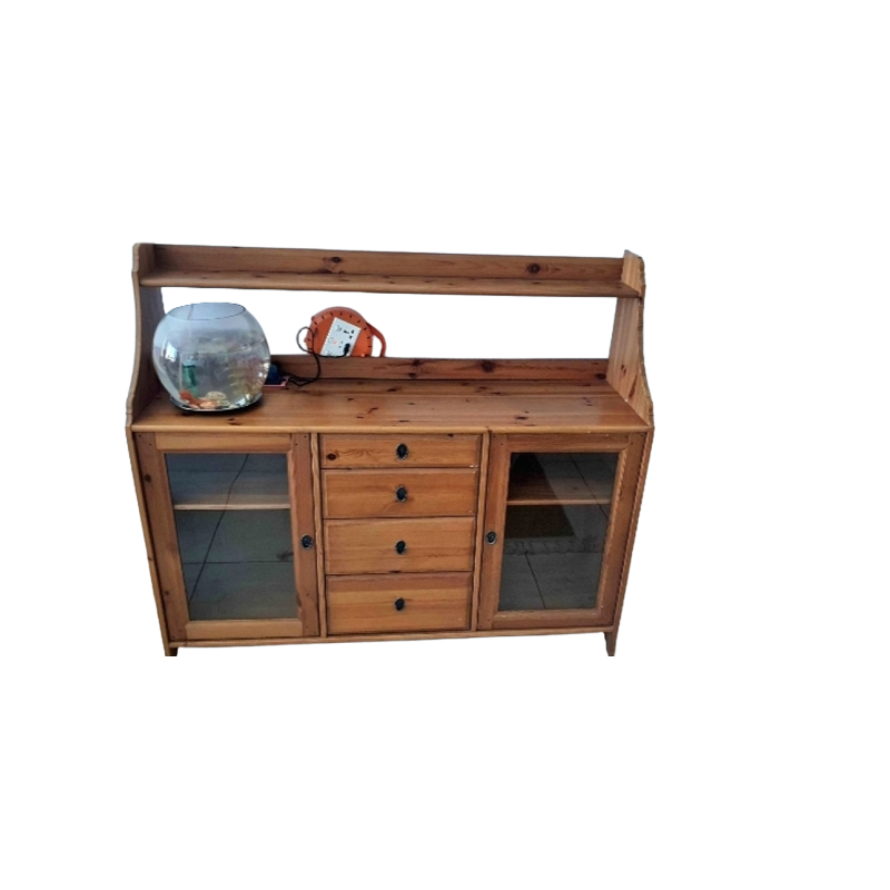 IKEA Leksvik Wooden Buffet Table with Shelves & Locker