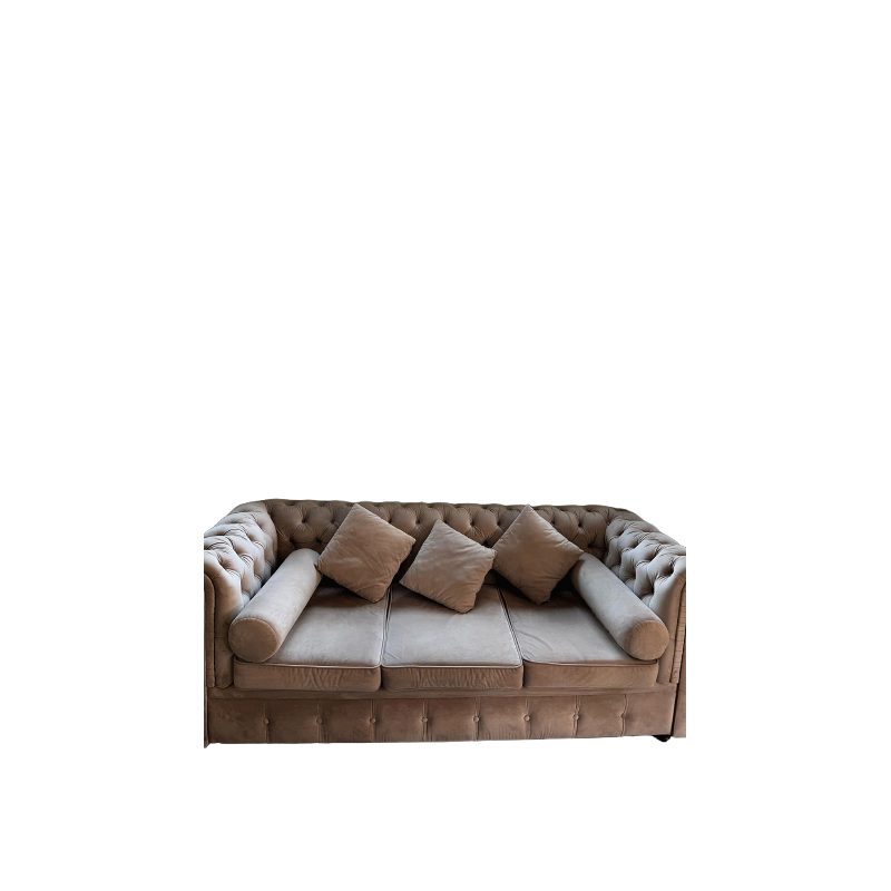 Elegant Custom-Made 3-Seater Velvet Couch from England