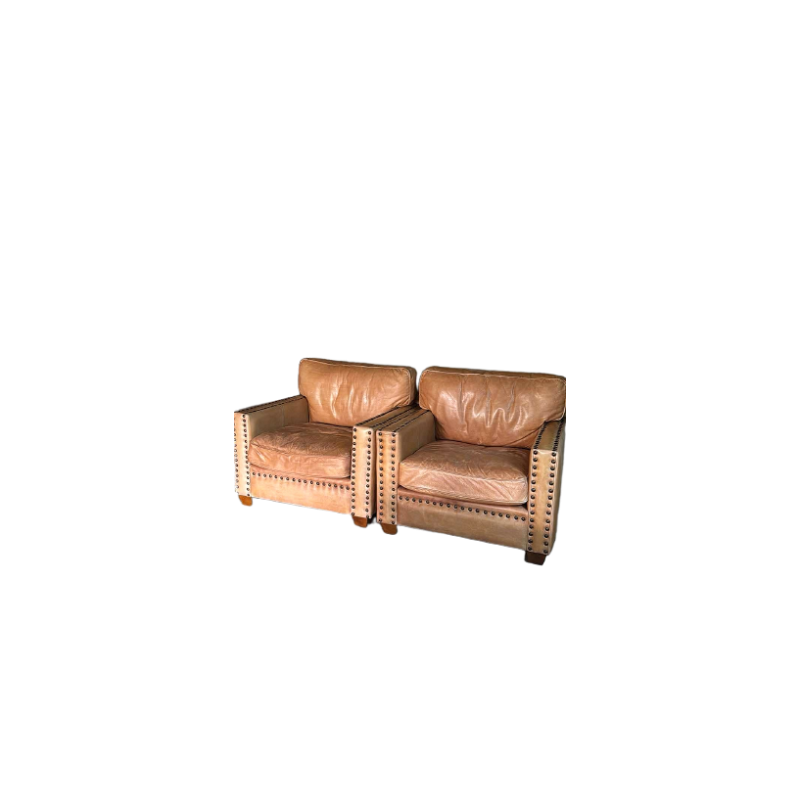 The One Genuine Leather Couches with Down Feather – Brown (Set of 2)