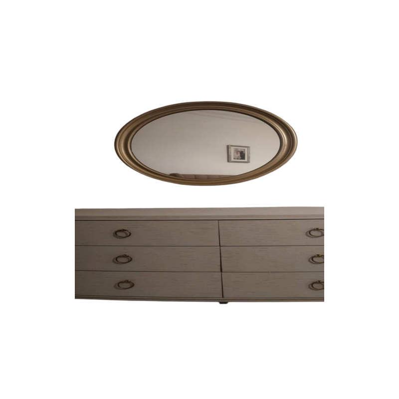 Marina Home White Dressing Table with Round Mirror