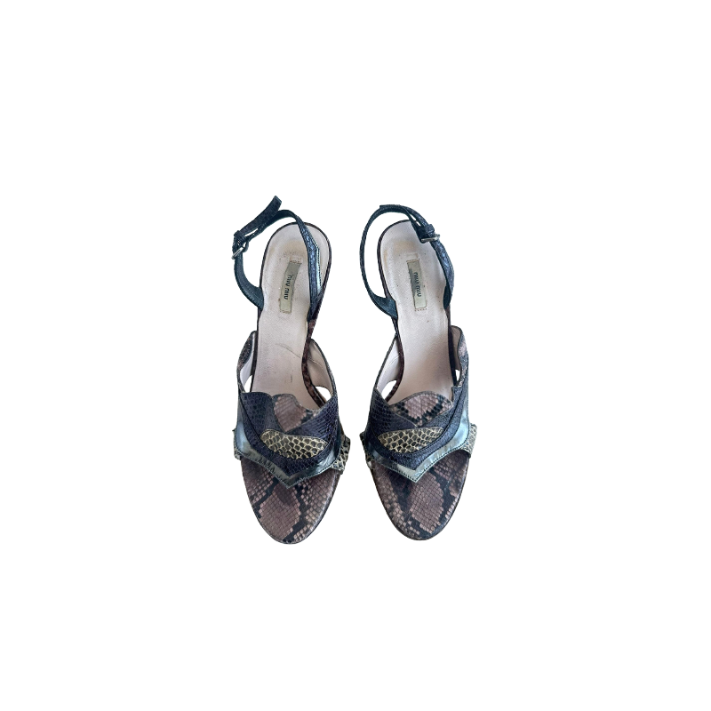Miu Miu Multicolor Jeweled Python Slingback Sandals