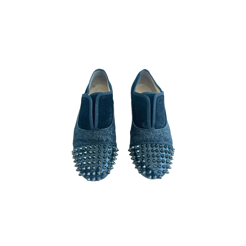 Christian Louboutin Black Denim Spike Loafers