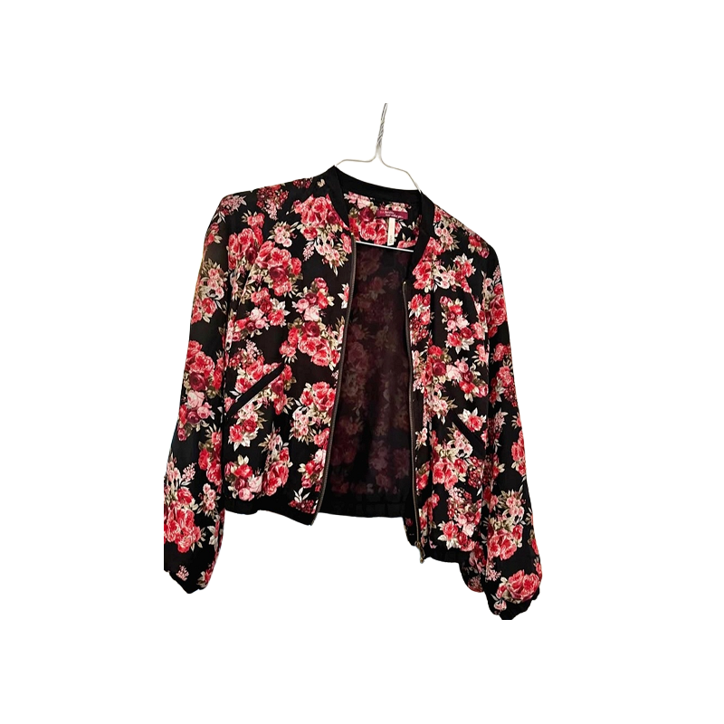 Bershka Floral Red & Black Cardigan